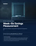 First page of Week-Six Savings Measurement: sample engagement report, 22 pages, PDF